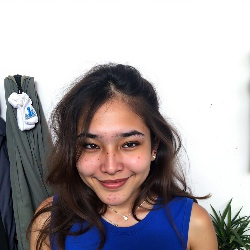 Attractive Woman with Freckles, Golden Makeup Smiling