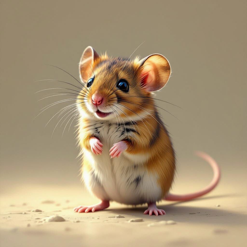 Hyperrealistic Mouse Portrait with Rembrandt Lighting
