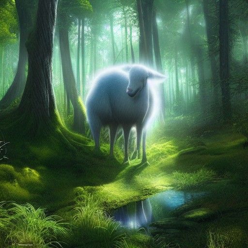 Ethereal Giant Animal in Detailed Forest Art