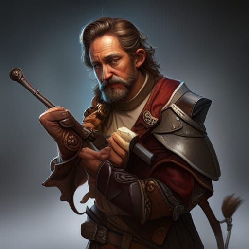 Fantasy Bard with Bagpipes, Digital Art