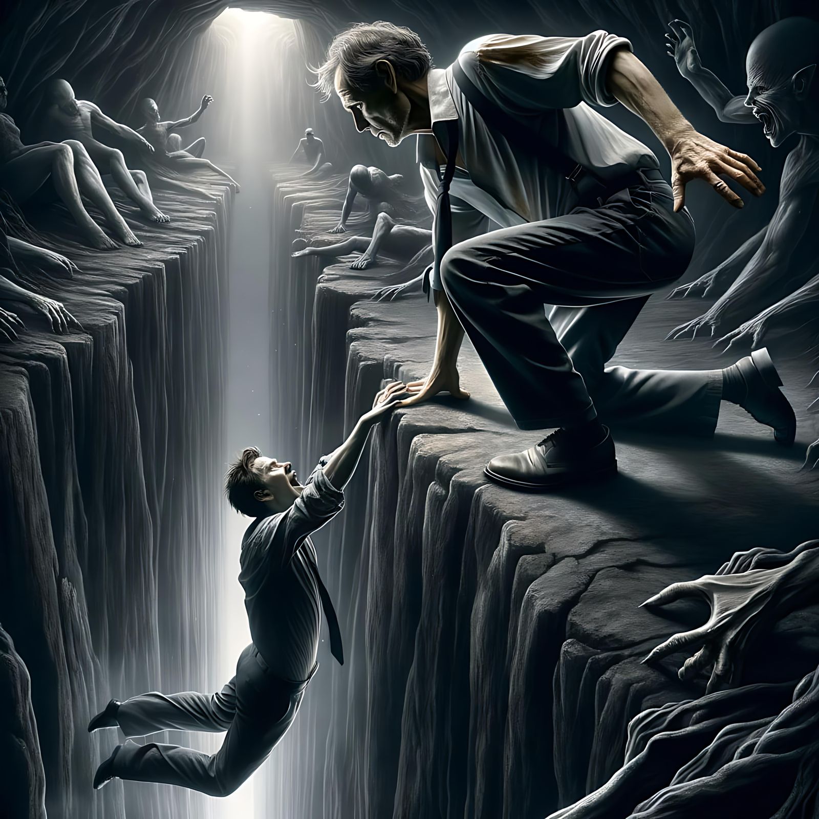 A hand in the dark, Saving self from Damnation