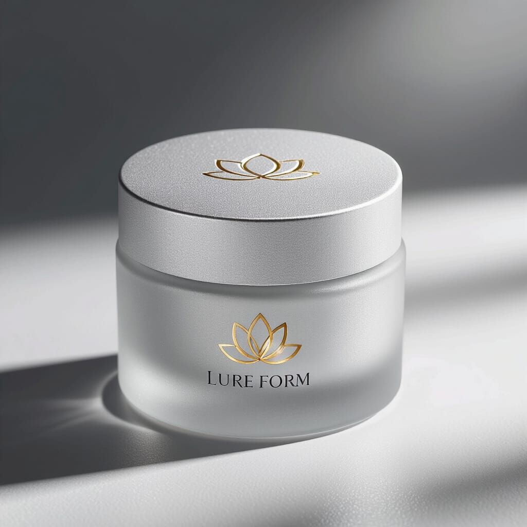 Frosted Silver Jar with Gold Lotus Emblem - Lucie PureForm