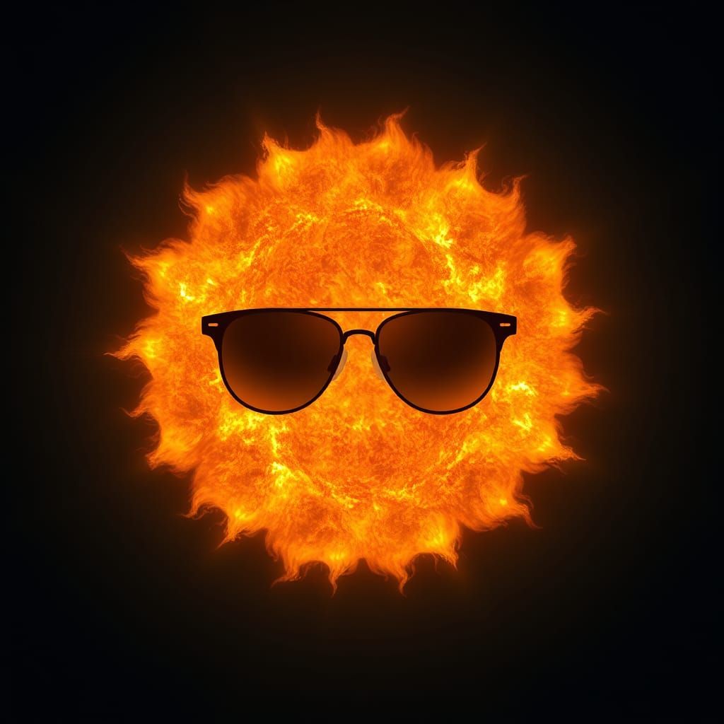 The Sun with Sunglasses in Retro-Futuristic Style