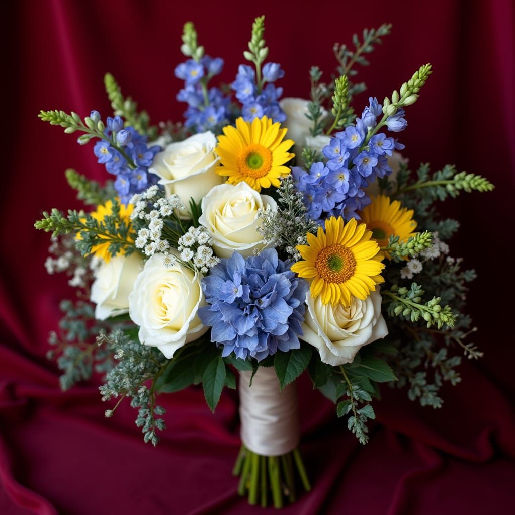 Elegant Bridal Bouquet in Rich Red Velvet