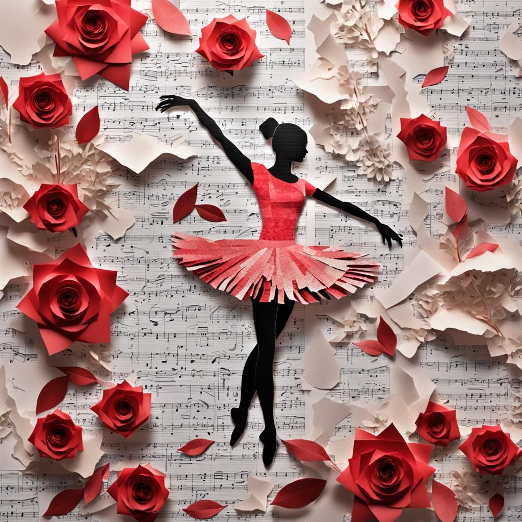 Ballerina in Paper Flower Photogram Collage