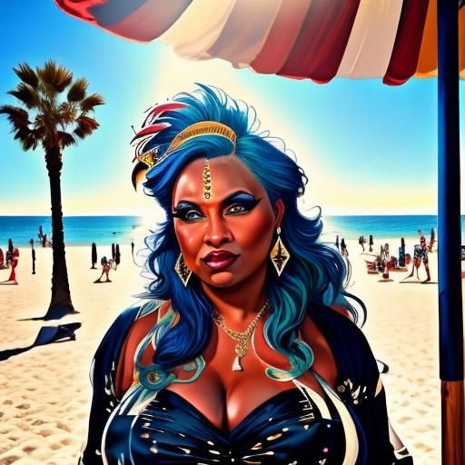 Vibrant California Goddess in Retro Venice Beach Style