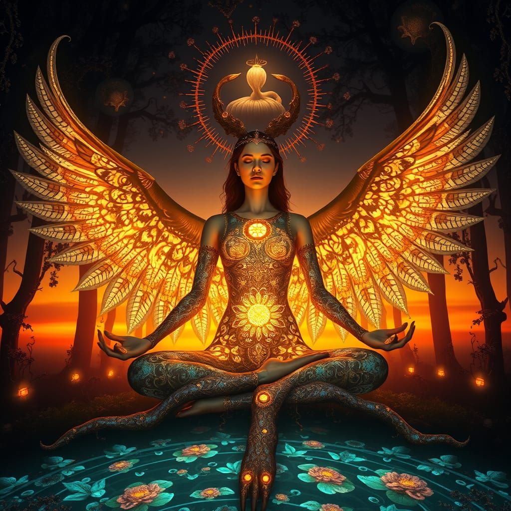 Mystical Goddess of Resilience in Ethereal Light