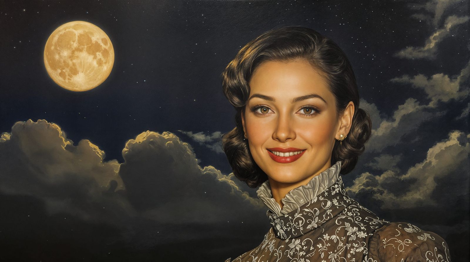 Vintage Hollywood Glamour Portrait of a 1940s Beauty