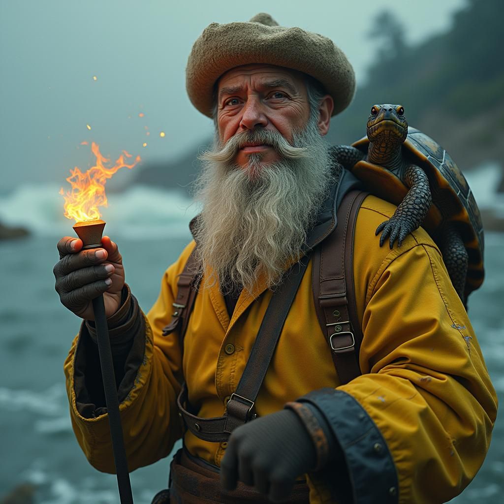 Ostfriesland Fisherman in Stormy Seas: Digital Art
