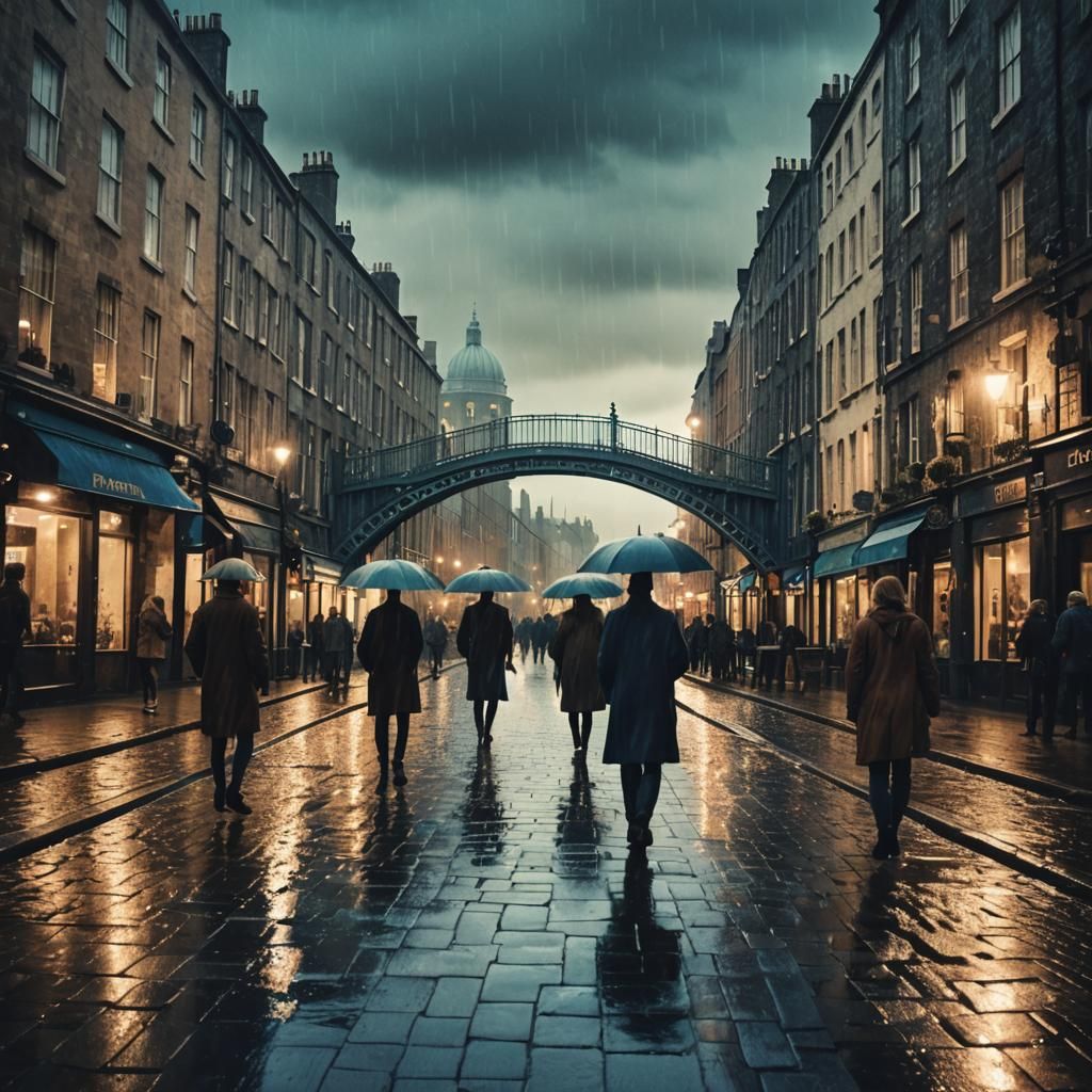 Surreal Dublin Cityscape in Double Exposure