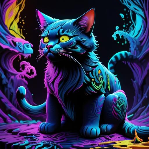 Fantastical Cat in Detailed Matte Painting