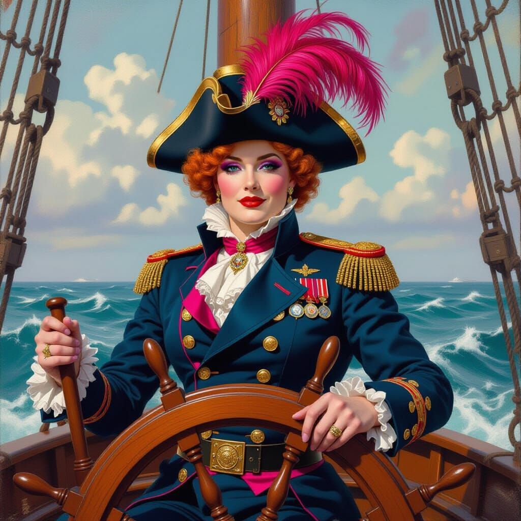 Stout Ships Captain in Drag as Female Admiral