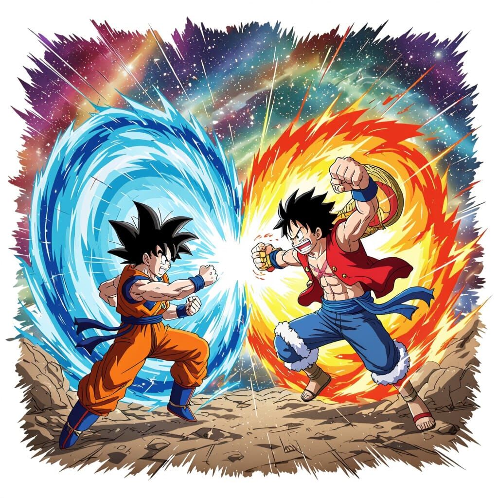 Goku and Luffy Clash in Epic Anime Battle