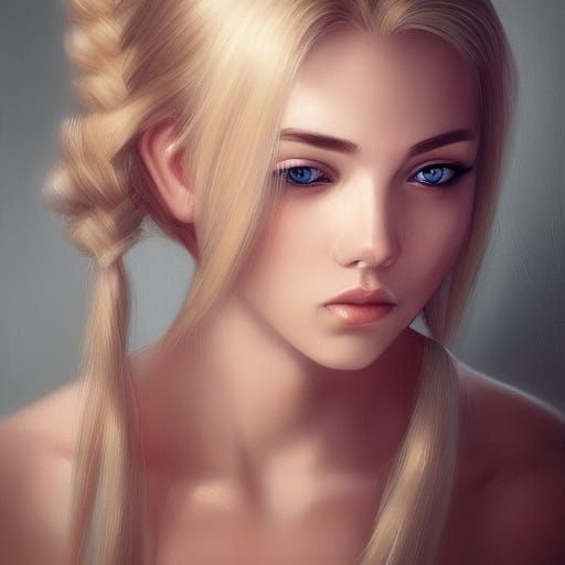 Blonde Princess Portrait in Art Nouveau Style