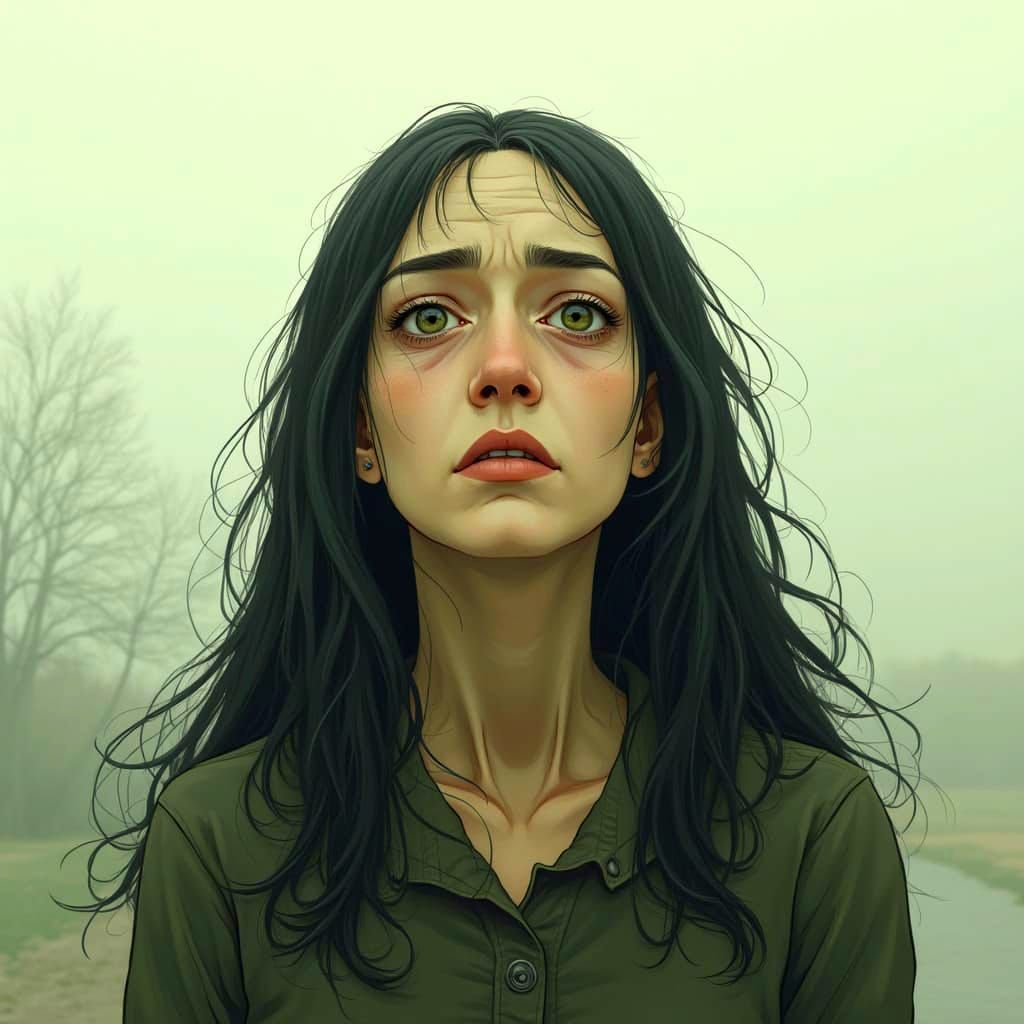 Saddened Eyes Reflecting Light in the Night