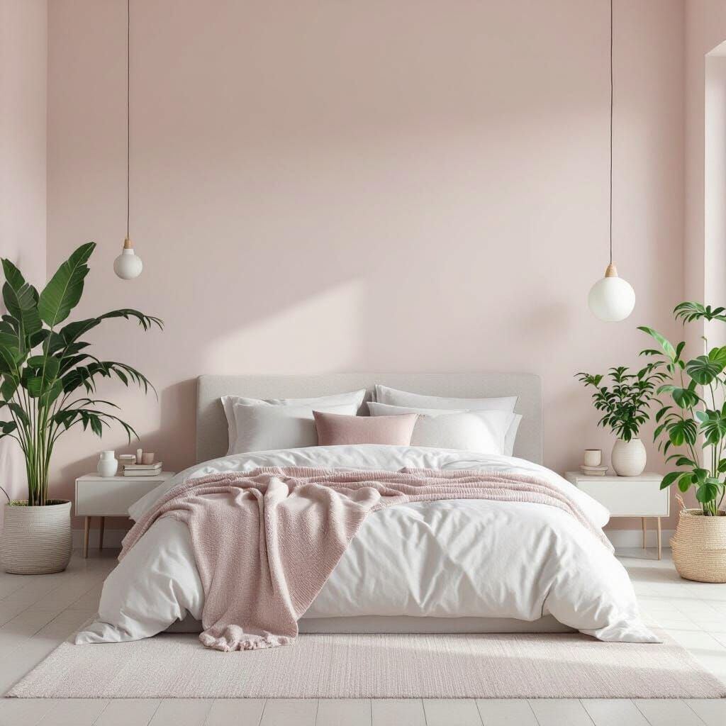 Minimalist Bedroom in Pale Pink and White Hues