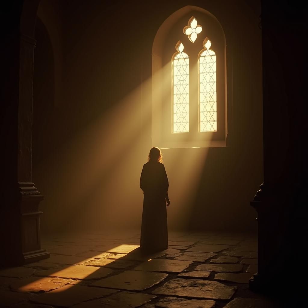 Contemplative Prayer in Chapel with Golden Light