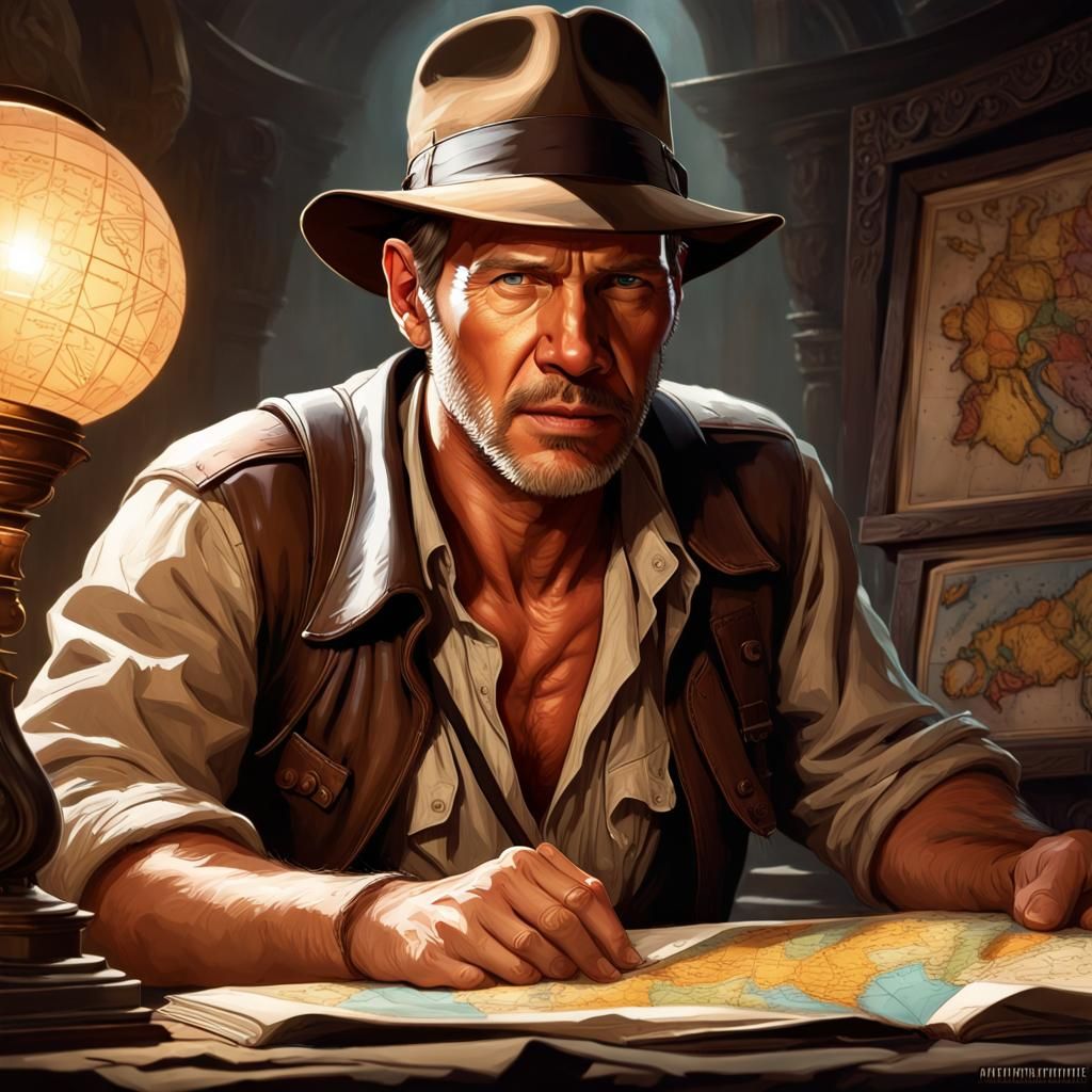 Indiana Jones Map Study, Comic Book Art Style