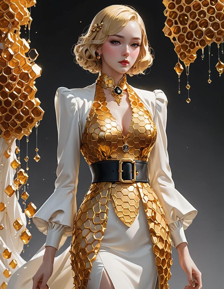 Honeycomb Dress in 3D Anime Art Style