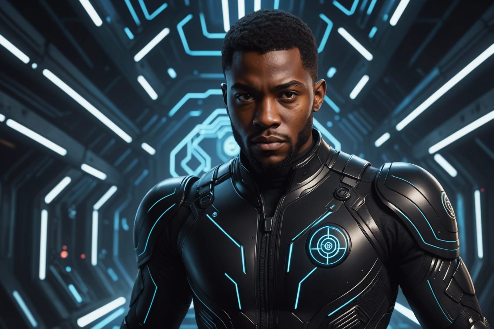 Futuristic Black Man in Sci-Fi Suit, Digital Art