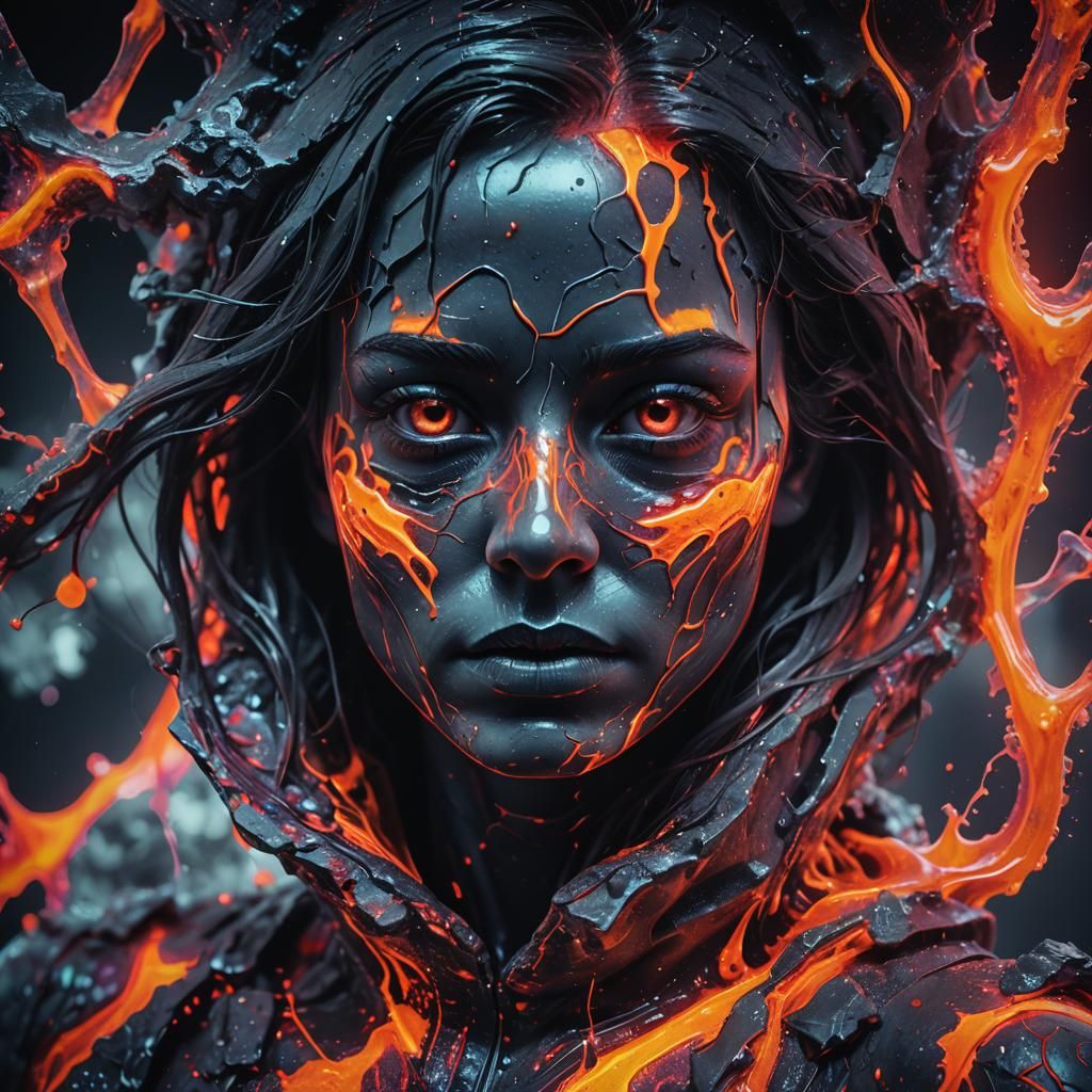 Thermal Imaging Woman in Resin Cast: 4K Art