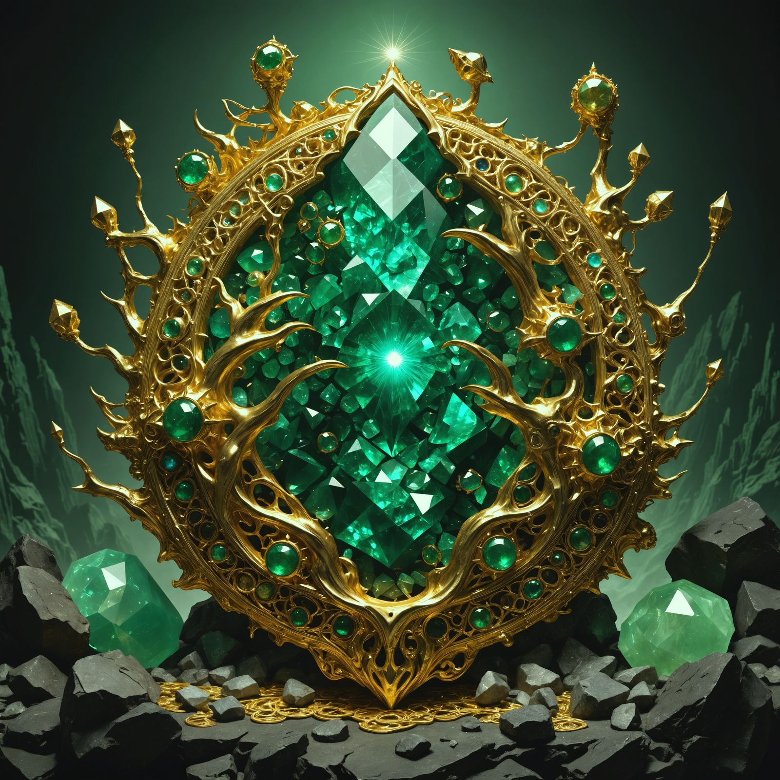 Arcane Gem Assembly as Wrightson Illustration