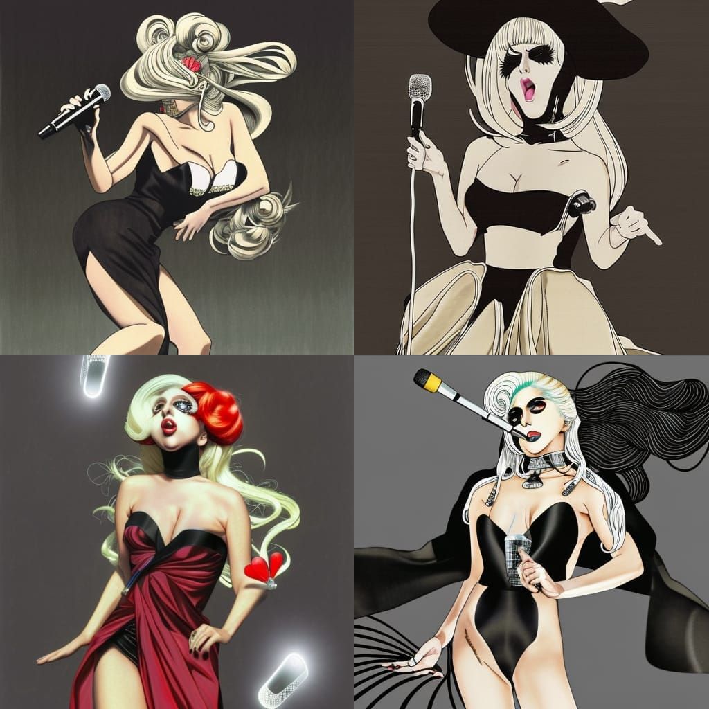 Lady Gaga Anime Portrait with Singing Powers