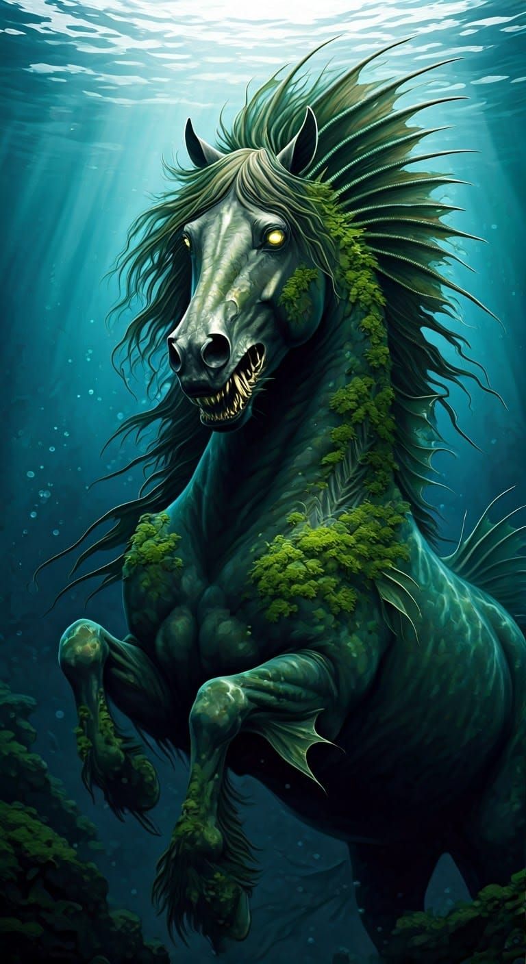 Underwater Kelpie Portrait in Fairy Tale Style