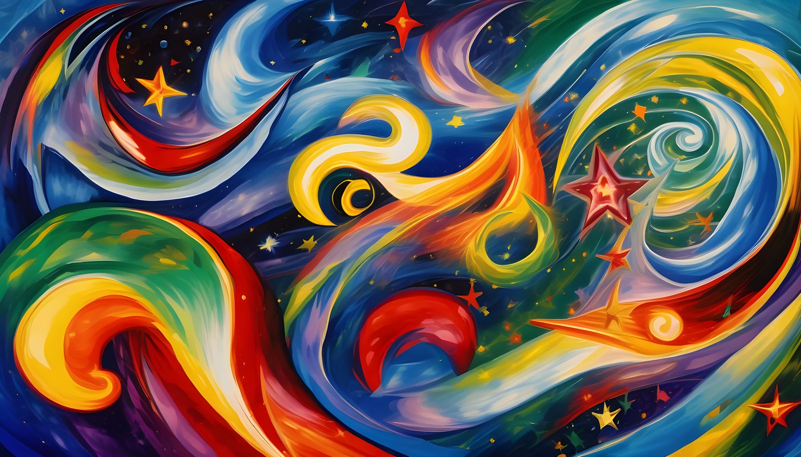 Abstract Expressionist Vortex Maelstroms in Opalescent Color...