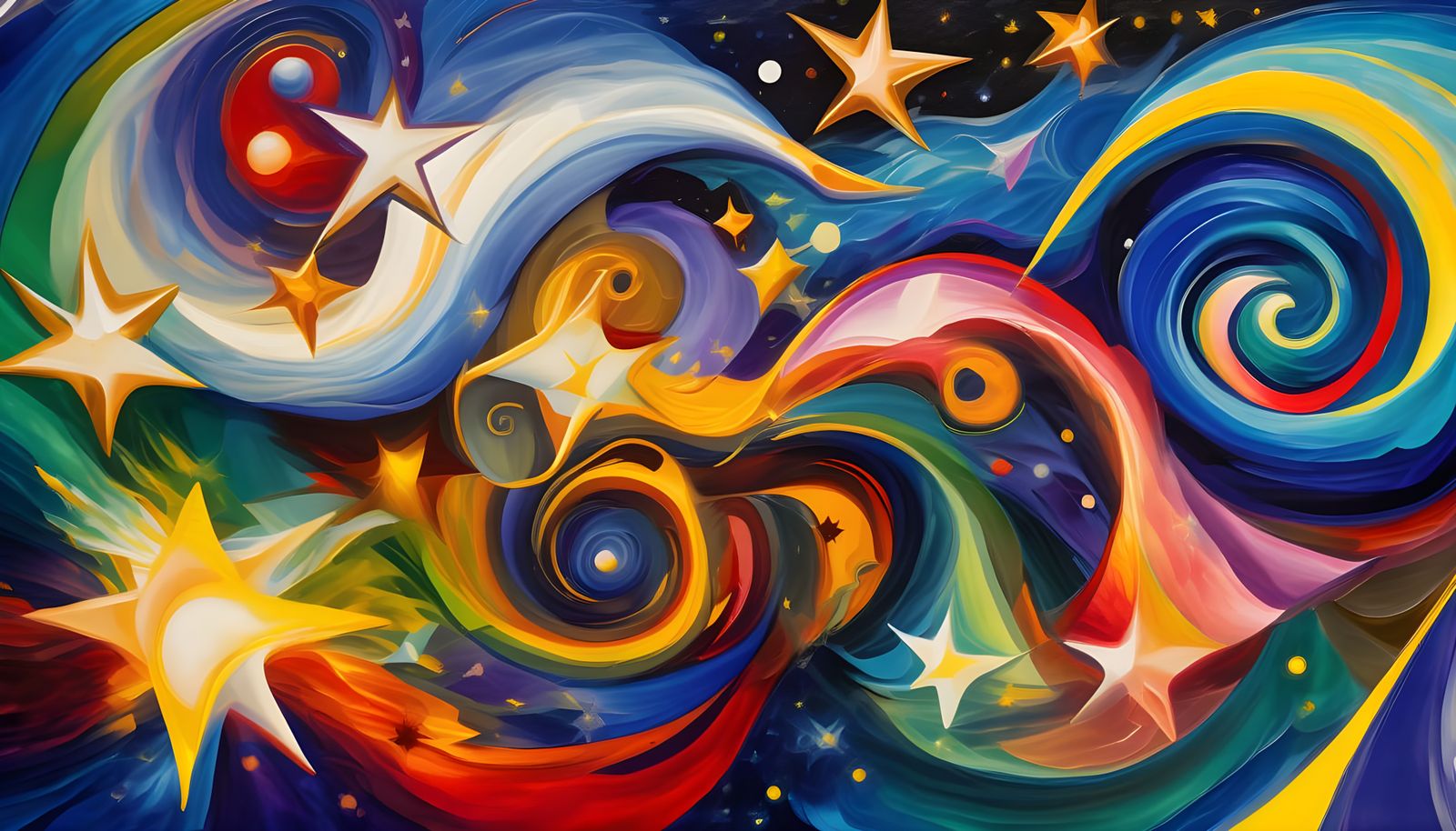 Abstract Expressionist Vortex Maelstroms in Opalescent Color...