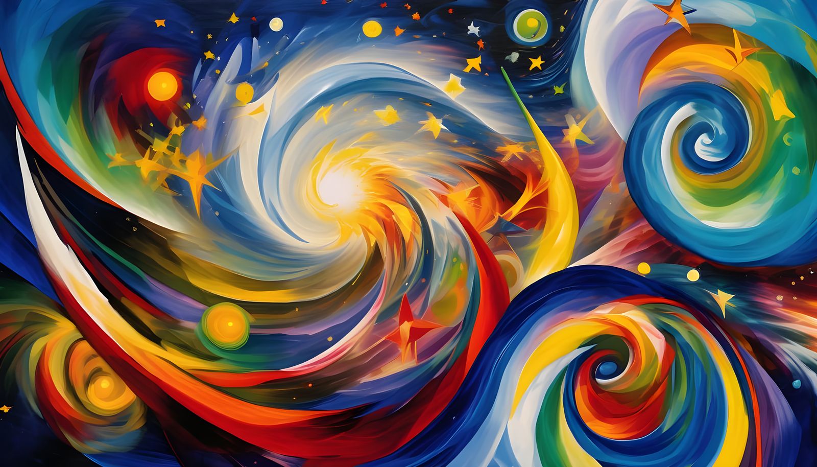 Abstract Expressionist Vortex Maelstroms in Opalescent Color...