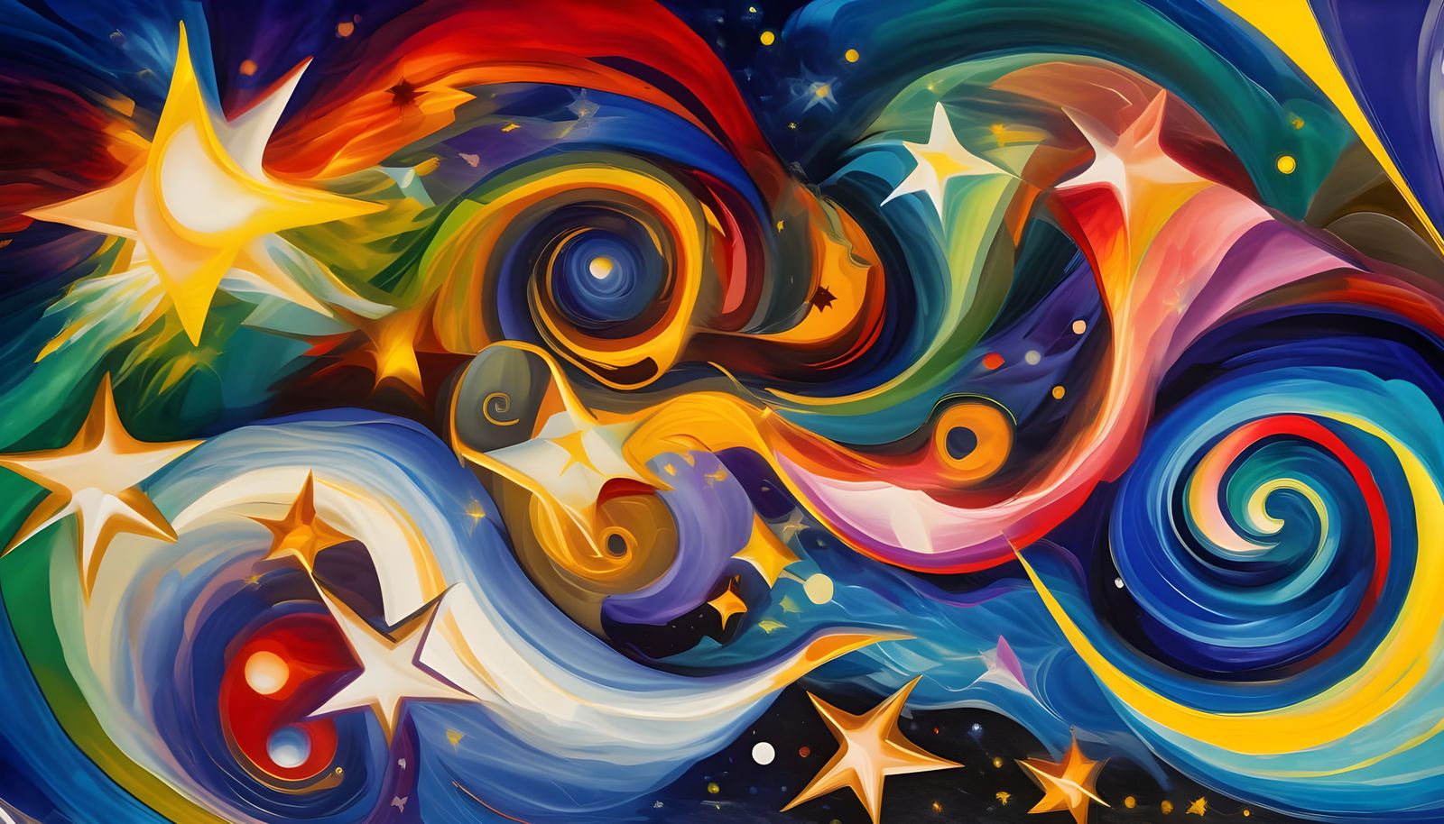 Abstract Expressionist Vortexes in Vibrant Opalescent Colors