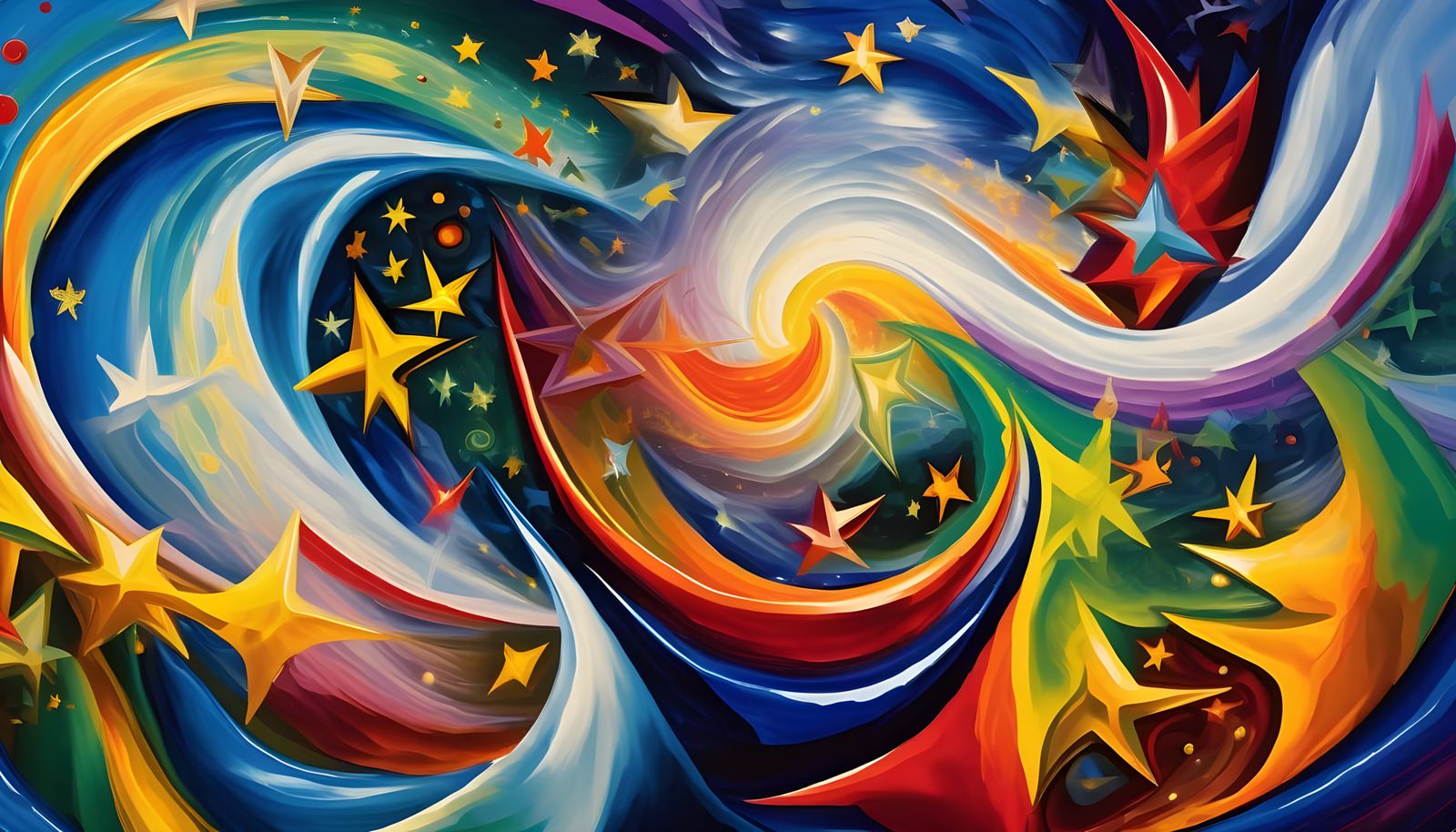 Abstract Expressionist Vortex Maelstroms in Vibrant Opalesce...