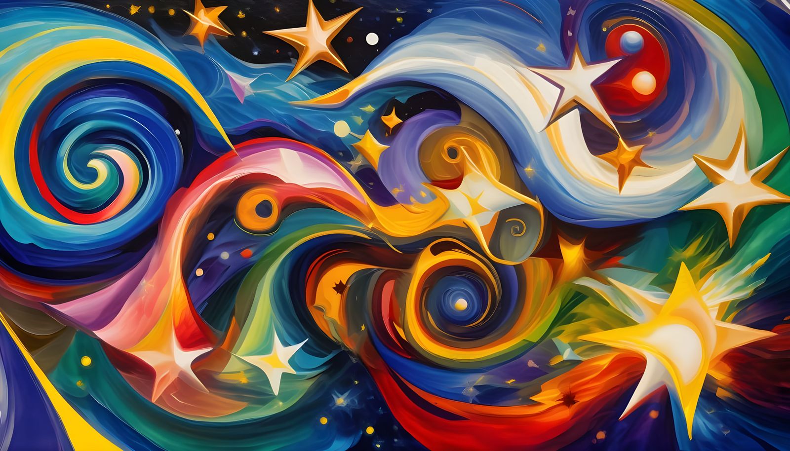 Abstract Expressionism Vortex Maelstroms in Opalescent Color...