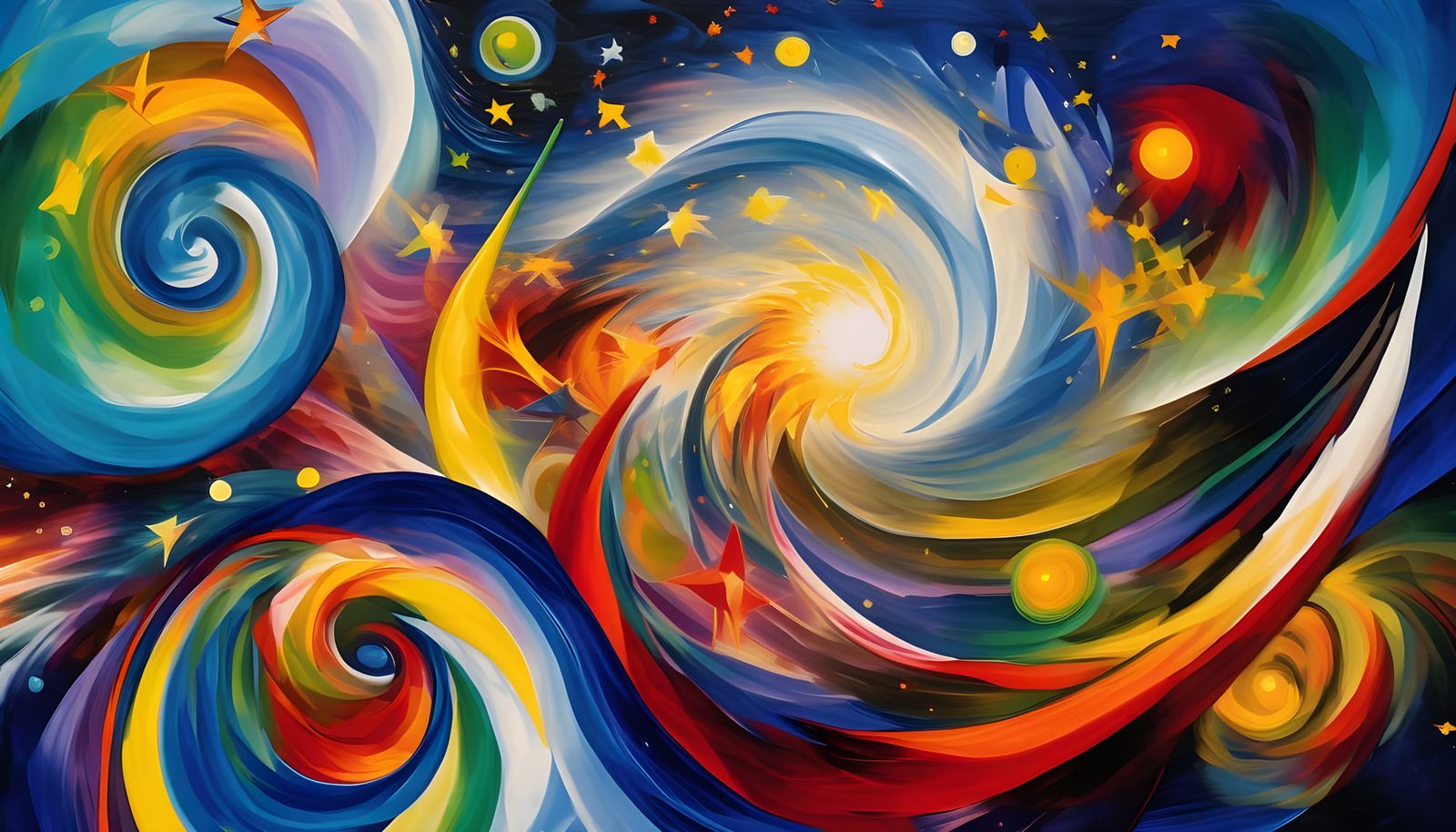 Abstract Expressionism Vortex Maelstroms with Stars