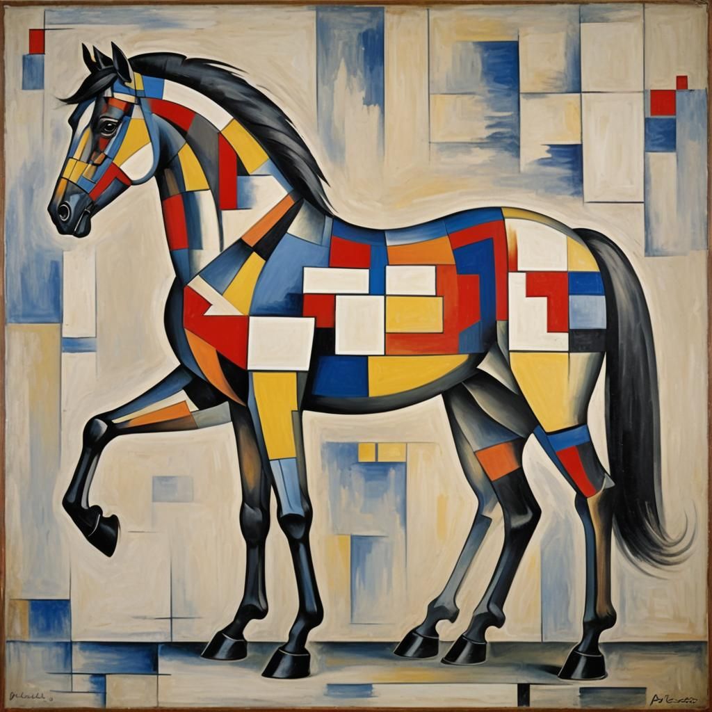 Abstract Horse in Cubist Geometric Style
