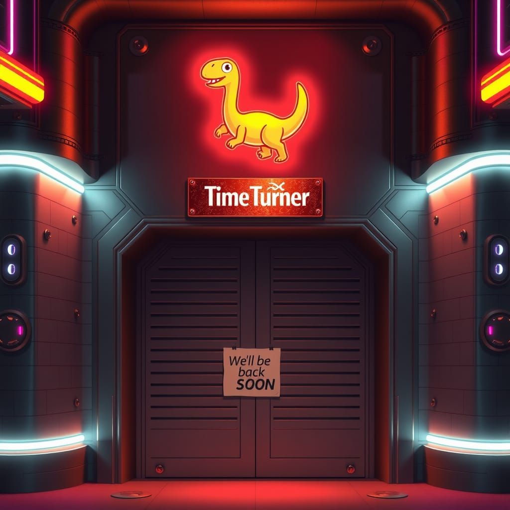 Retro-Futuristic Maisonette with Dinosaur Art in Sci-Fi Styl...