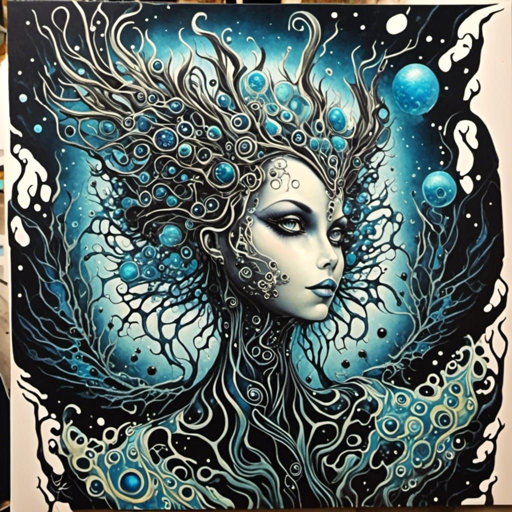 Fantasy Peacock with Alcohol Ink and Oil Paint