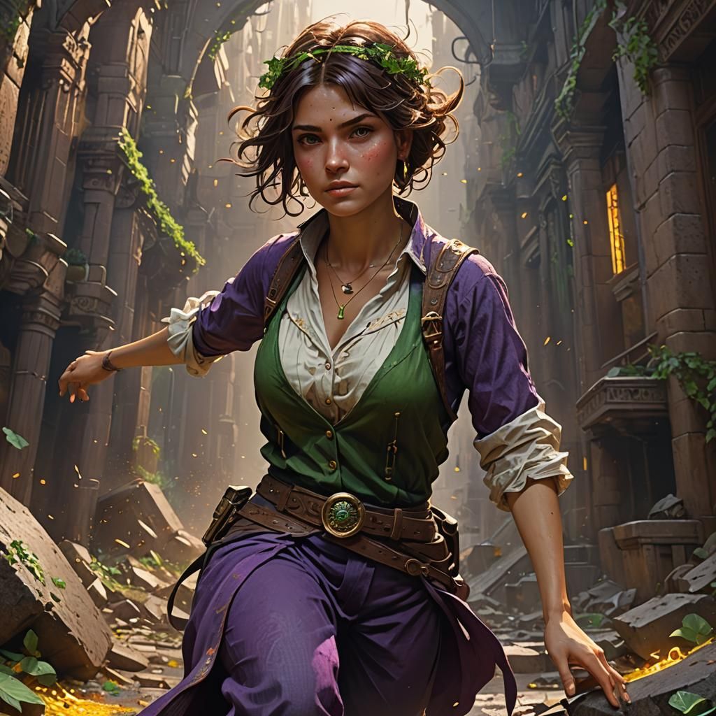 Latina Woman Falling Into Dark Pit, Detailed Fantasy Art