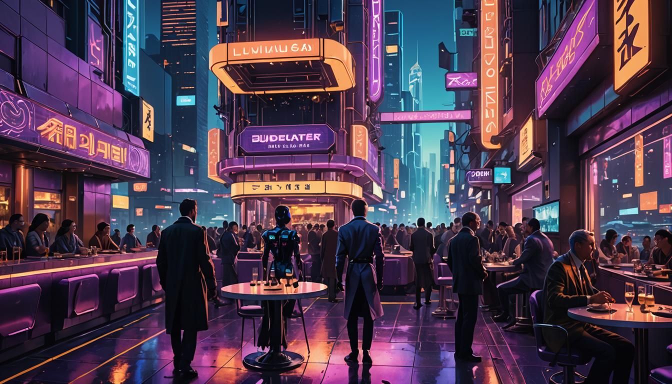 Neoterra Cityscape in 3333: a Neon Art Deco Vision