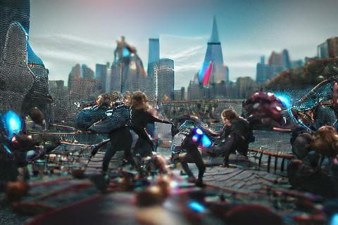 Avengers Battle in New York: 4K MCU Scene