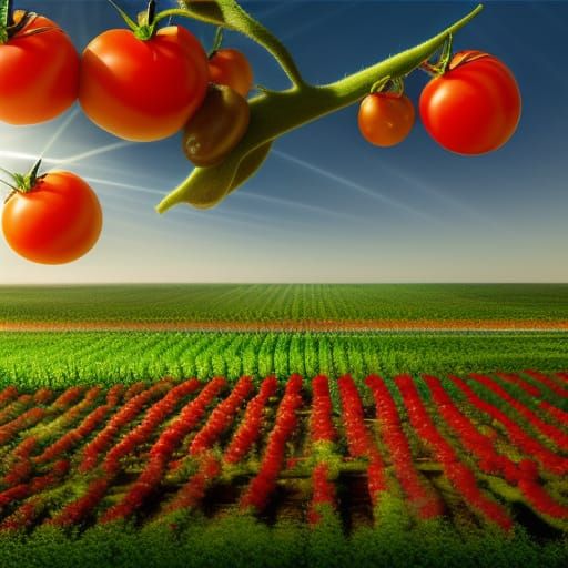 Hyperrealistic Tomato Still Life with God Rays