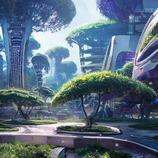 Utopian Futuristic City Built in Giant Trees