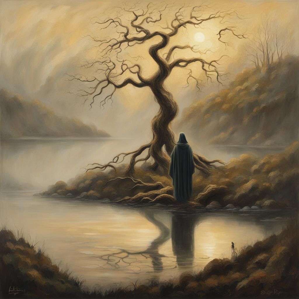 Misty Loch: Celtic Mysticism in Atmospheric Oil Painting