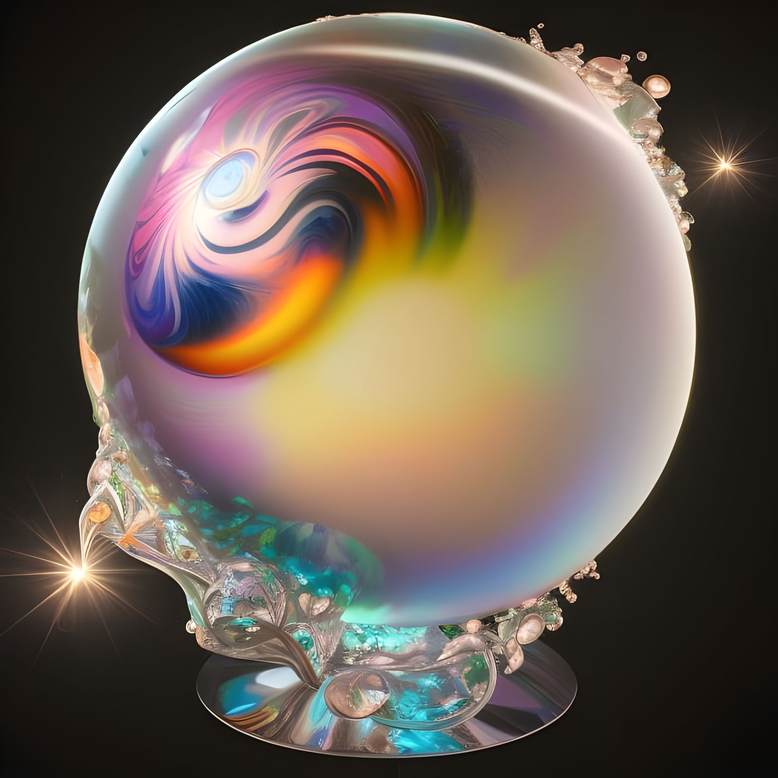 Detailed Pastel Crystal Ball Explosion in Hyperrealism