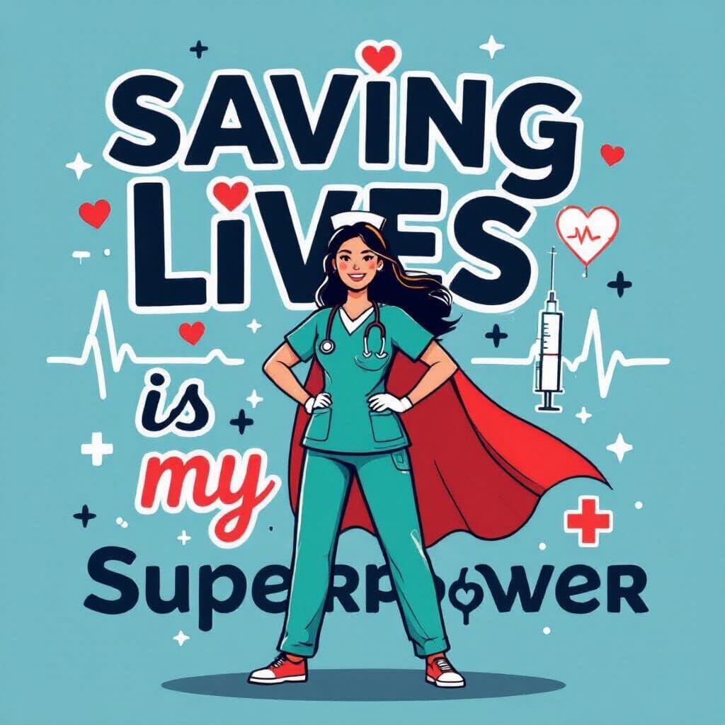 Heroic Nurse Saving Lives in Bold Vector Art