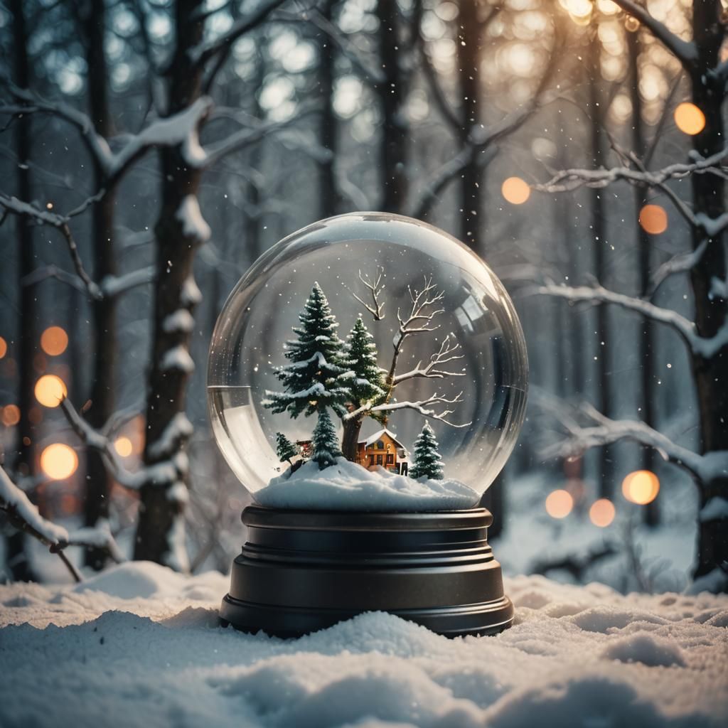 Realistic Snow Globe Cinematic Film Still