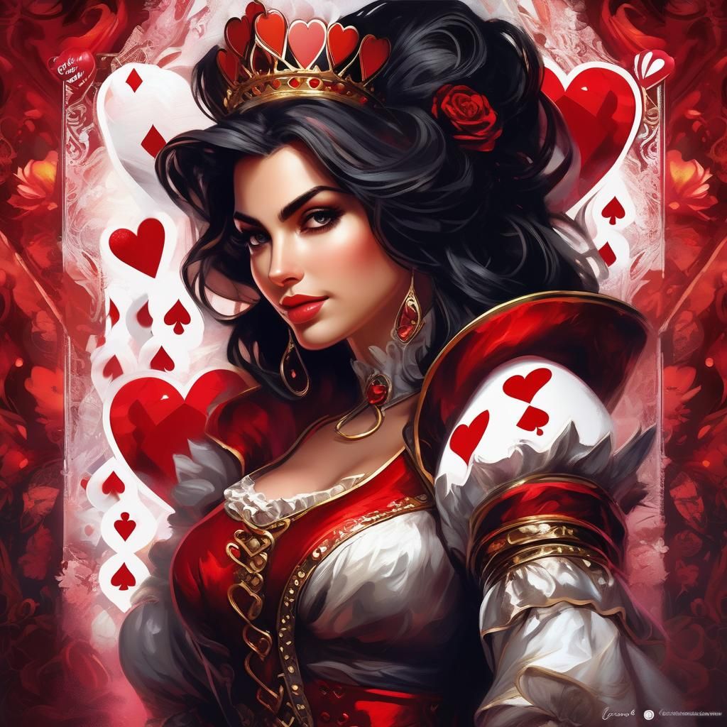 Romantic Queen of Hearts Card in Speedpaint Style