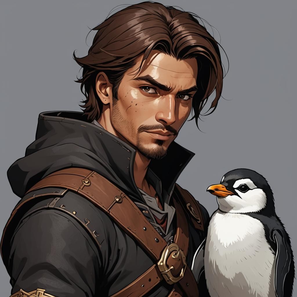 Swashbuckler with Penguin in Treasure Planet Style