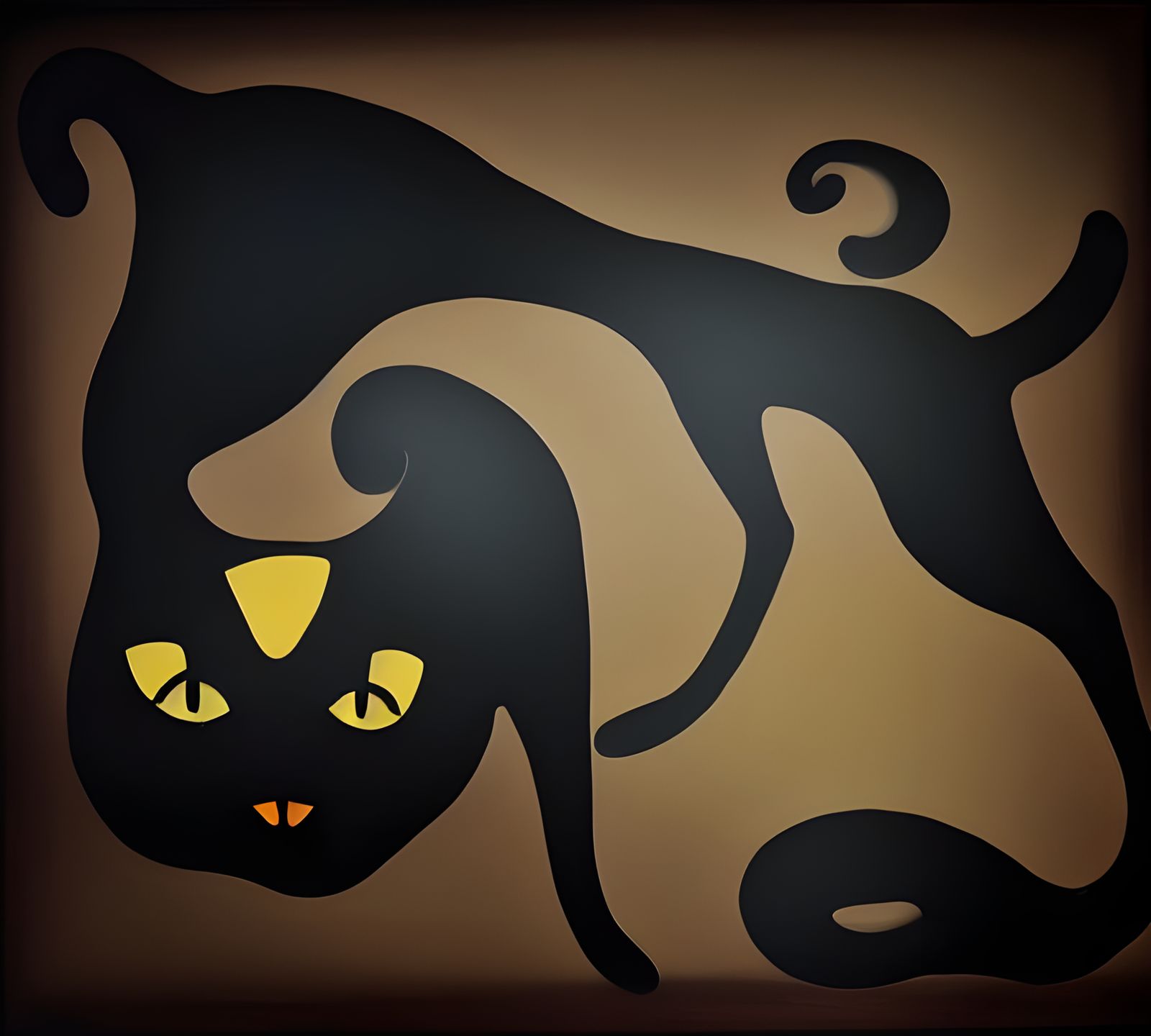 Two Black Cats in Ralph Steadman Style